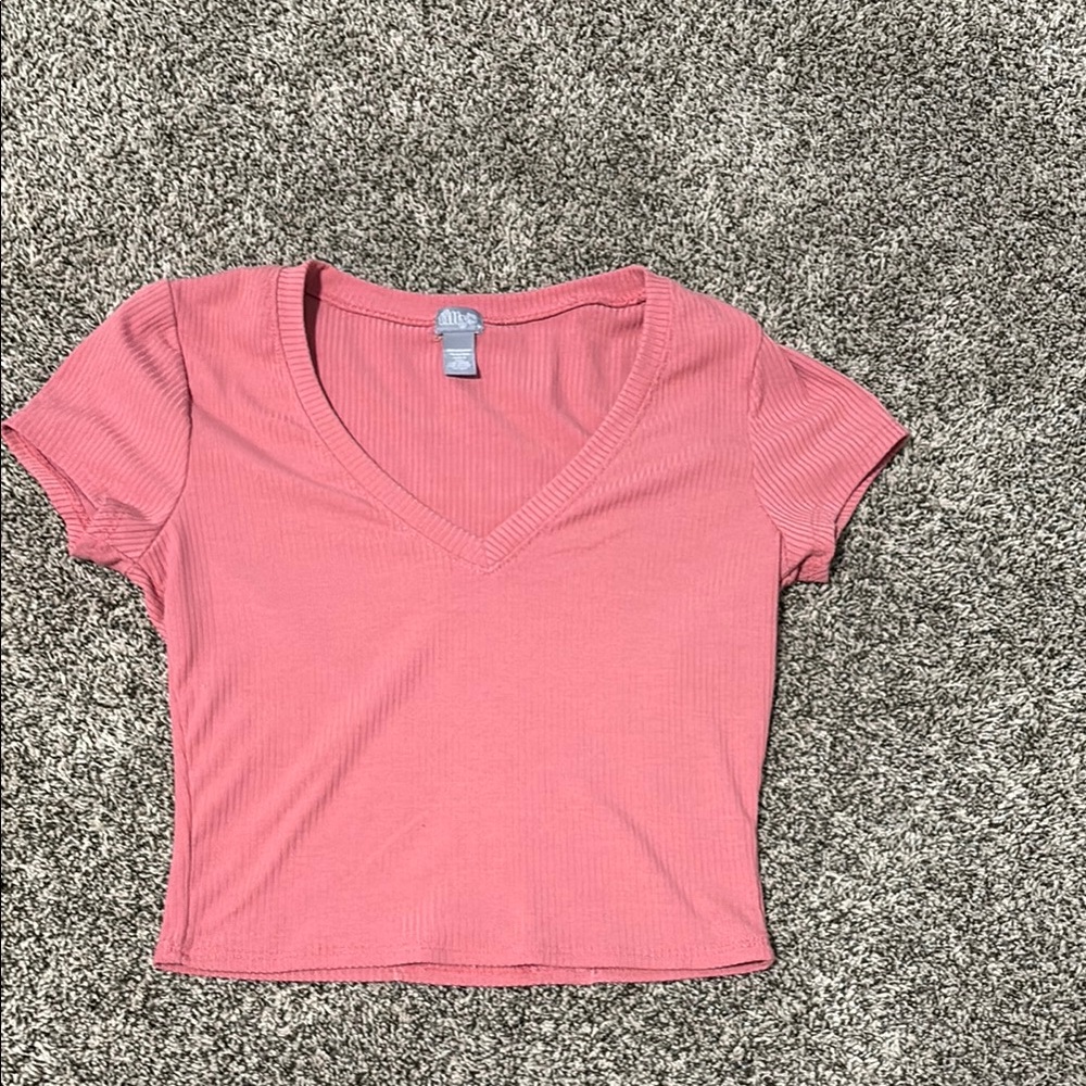 tight shirt with a V-neck